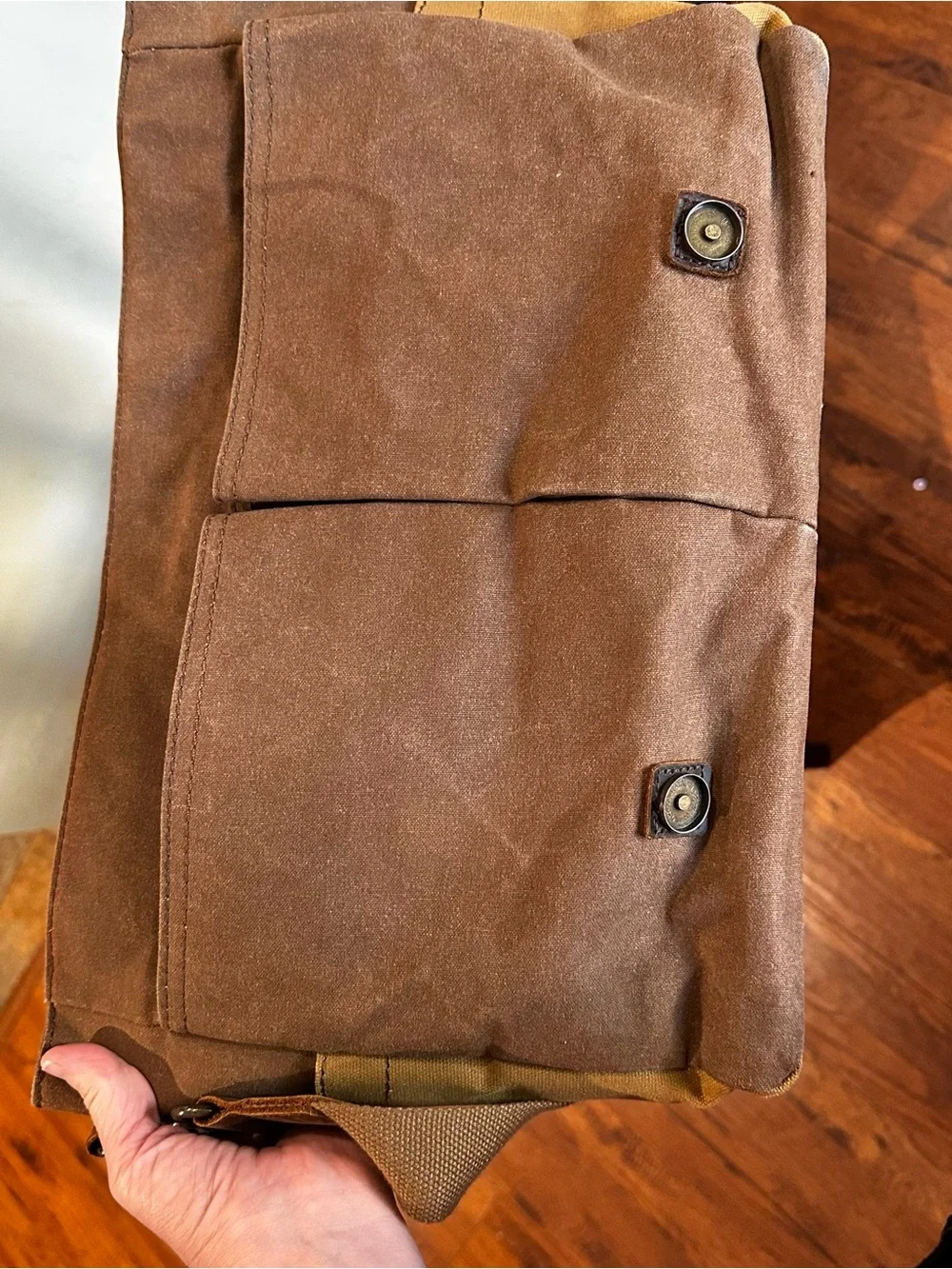 Newhey waxed canvas and genuine leather 15.6” laptop and messenger bag